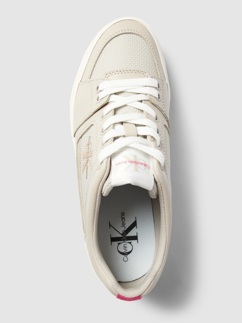Sneaker aus beschichtetem Leder-Mix Modell 'BOLD' in beige