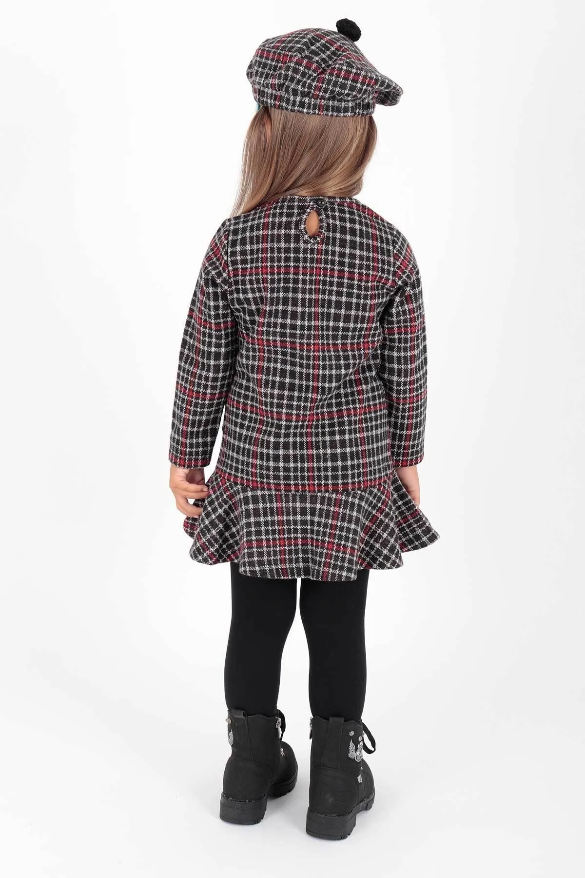 AHENGİM  Trendkleid mit Hut und Volant für Mädchen Ak2200