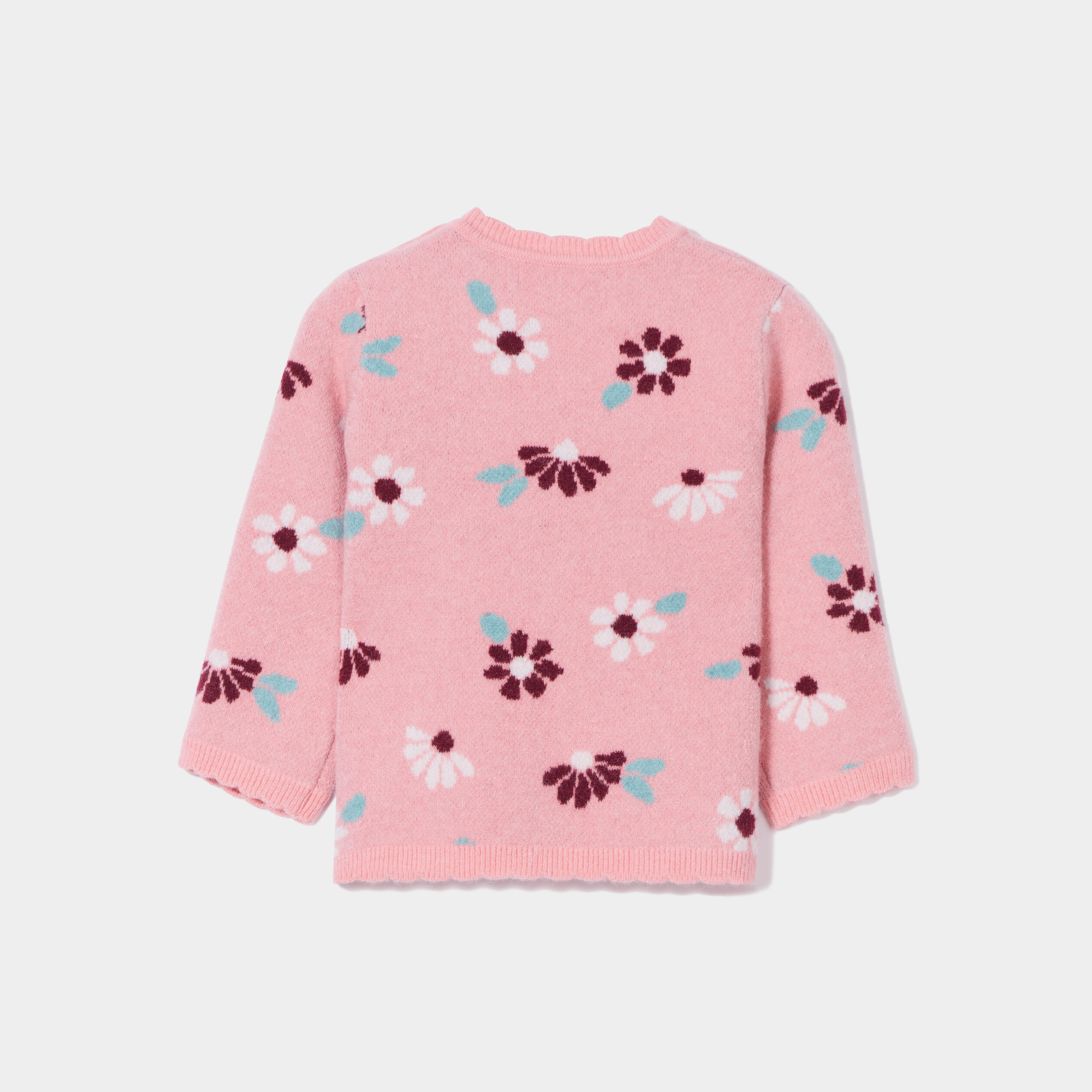 Pull boutonné bord festonné Creeks rose bébé fille | La Halle