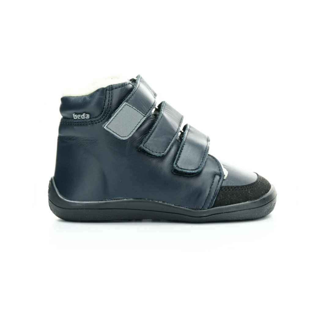 Beda Just Black mit Membran (BF 0001/W/MK/Y/SO) schwarze Winter-Barfußstiefeletten