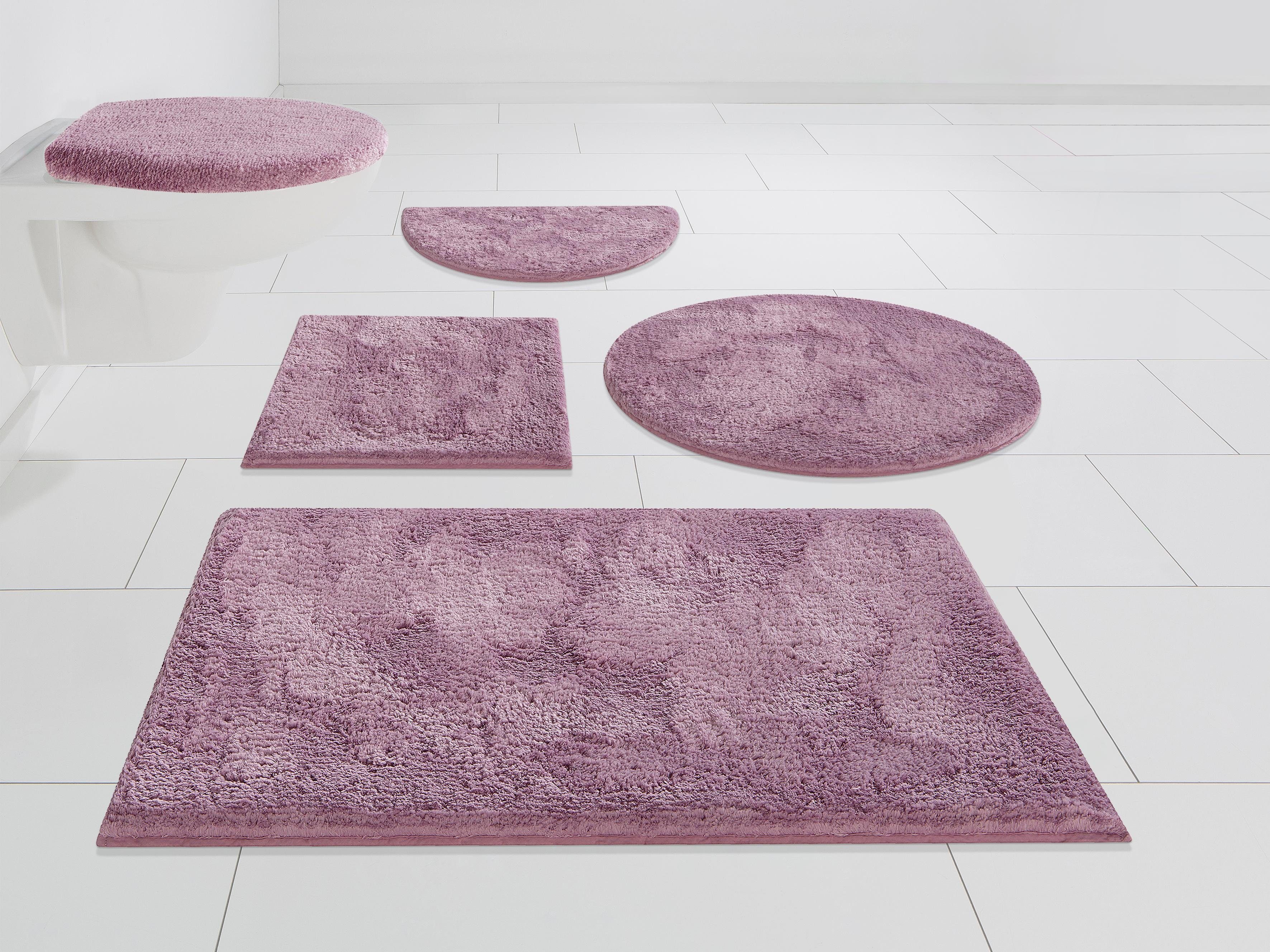 Badematte Jos my home, Höhe 22 mm, rutschhemmend beschichtet, fußbodenheizungsgeeignet, schnell trocknend, Polyester, rechteckig, Badematten in Pastell-Farben, Badteppich als 3 teiliges Set erhältlich