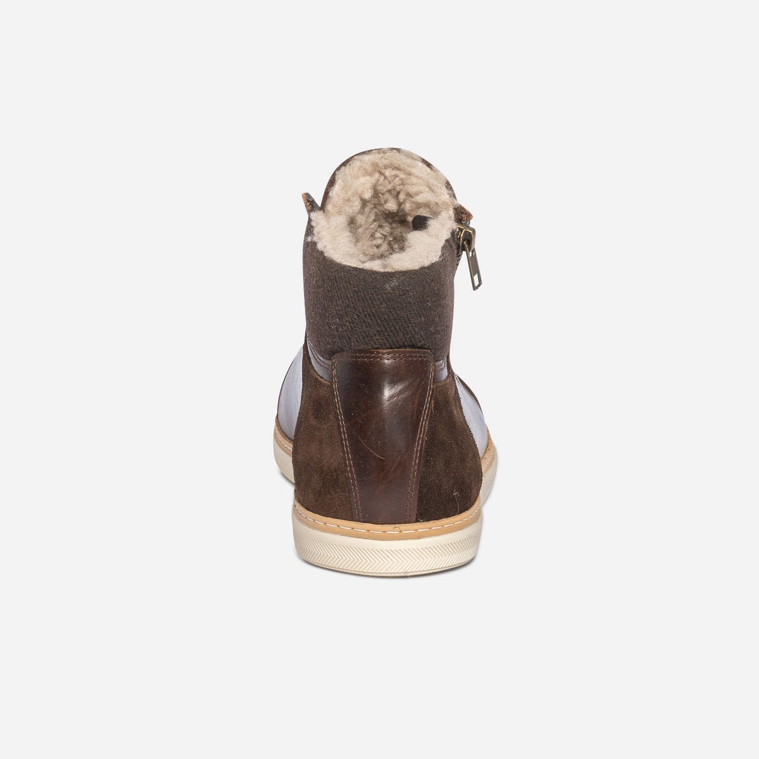 Basket marron en cuir fourrée