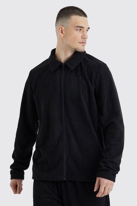 Tall gerippte Harrington-Jacke & Hose