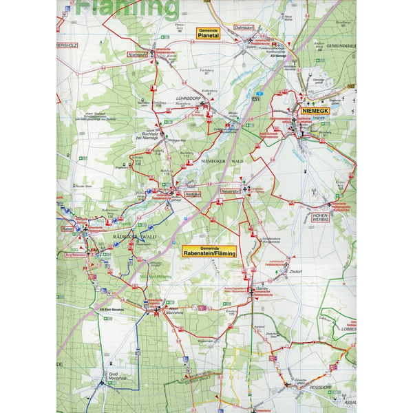 Große Radwander- und Wanderkarte Hoher Fläming, Bad Belzig, Beelitz und Umgebung 1 : 50 000 - Wanderkarte