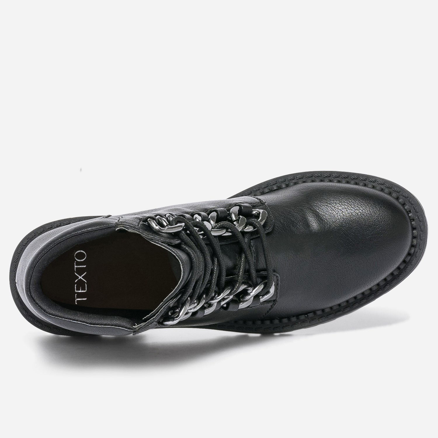 Boots TEXTO noir avec œillets-chaine métal