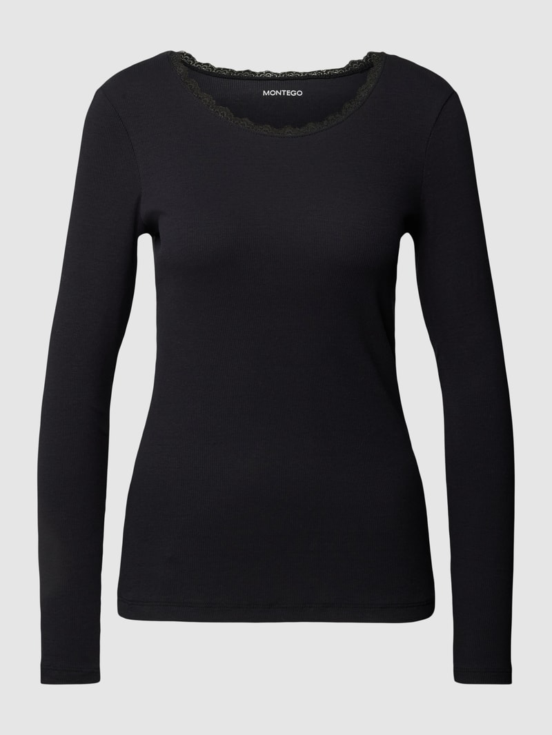 Longsleeve mit Rundhalsausschnitt in schwarz