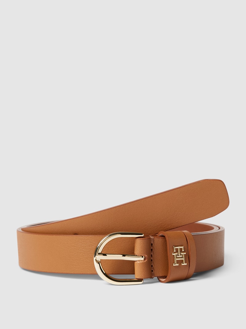Gürtel mit Label-Applikation in metallic Modell 'TIMELESS' in cognac