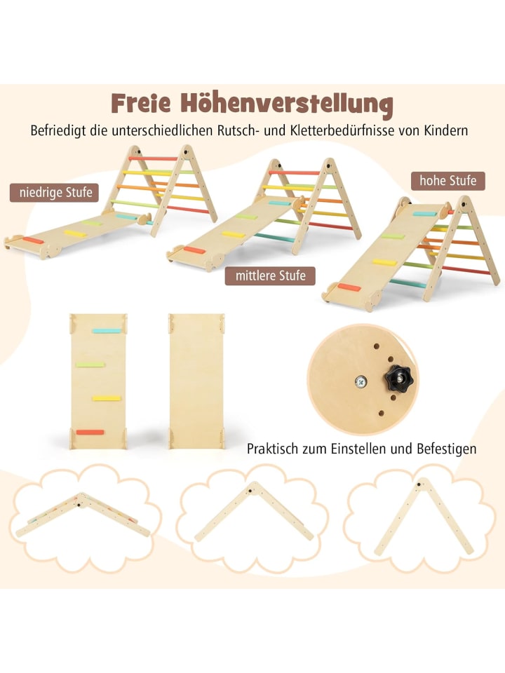 COSTWAY 7 in 1 Kletterdreieck mit Rutsche in Bunt günstig kaufen onesize