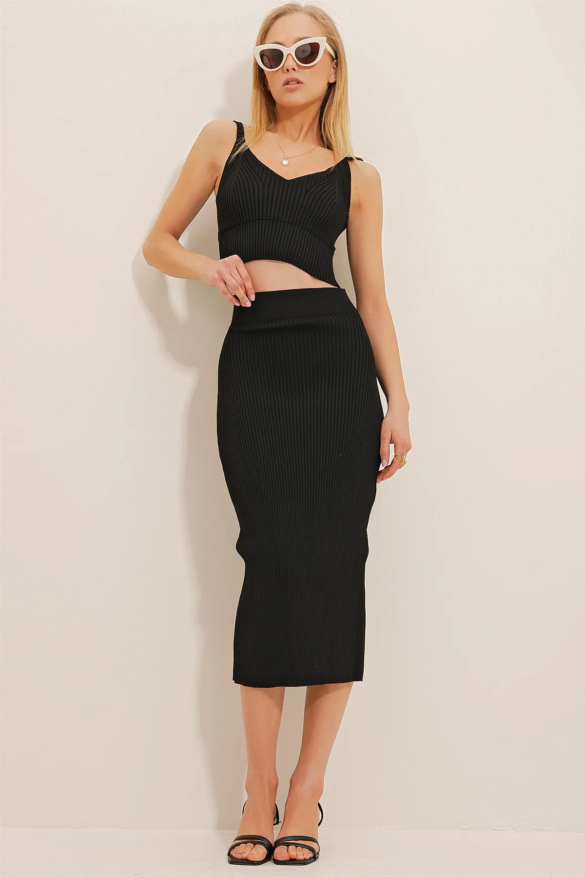 Trend Alaçatı Stili  Zweiteiler - Schwarz - Regular Fit
