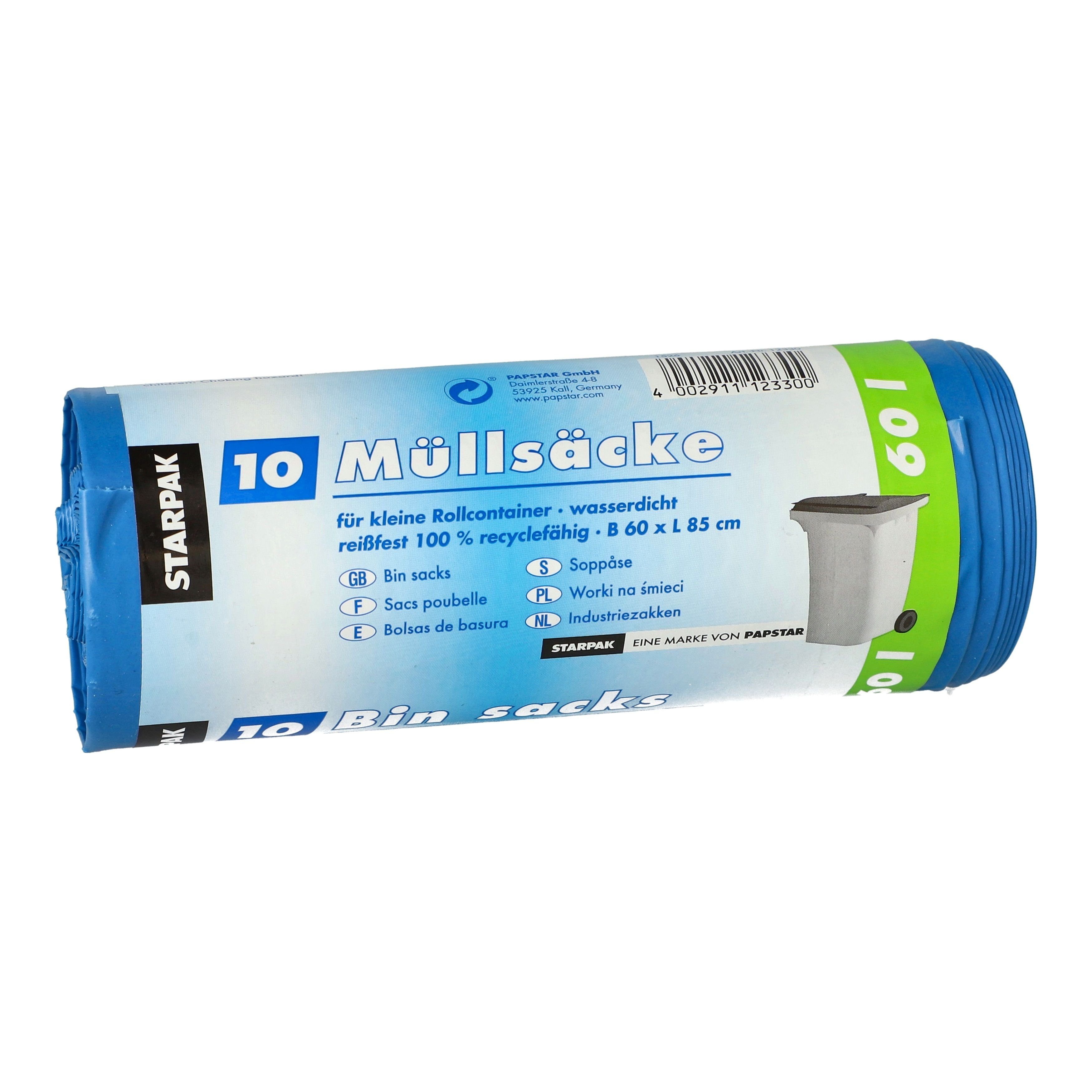 PAPSTAR STARPAK Müllsäcke LDPE, 60 Liter, blau Monitor-Halterung