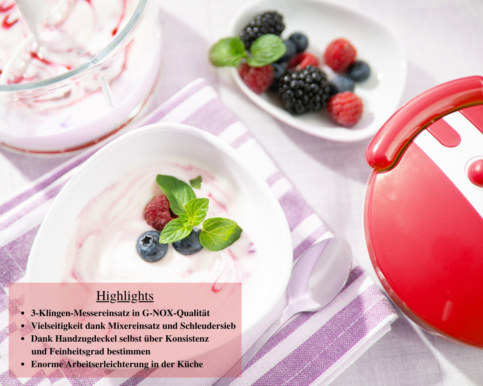 Genius Gemüsehobel Nicer Dicer Twist 9 tlg. Gemüseschneider, (Set, Zwiebelschneider Universal Zerkleiner), Salatschleuder Sieb mit Seilzug mit Fassungsvermögen 1000 ml
