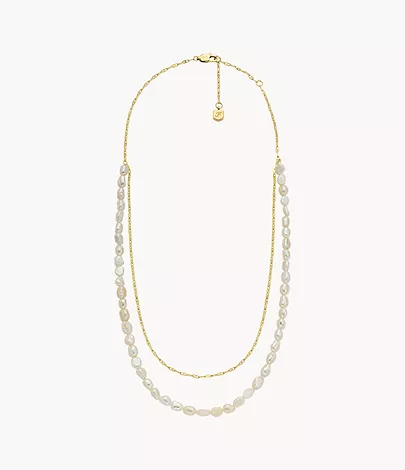 Fossil Kette Heritage Pearl D-Link doppelt Süßwasserperlen weiß