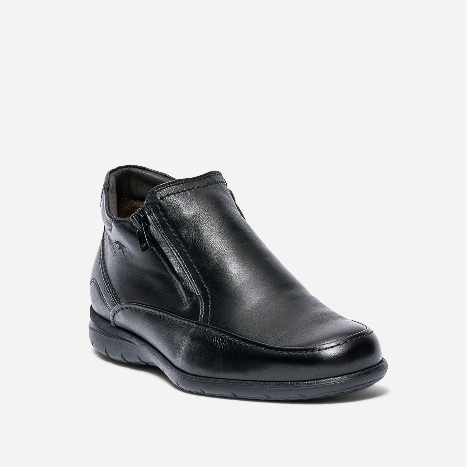Boots FLUCHOS noir en cuir fourré avec zips