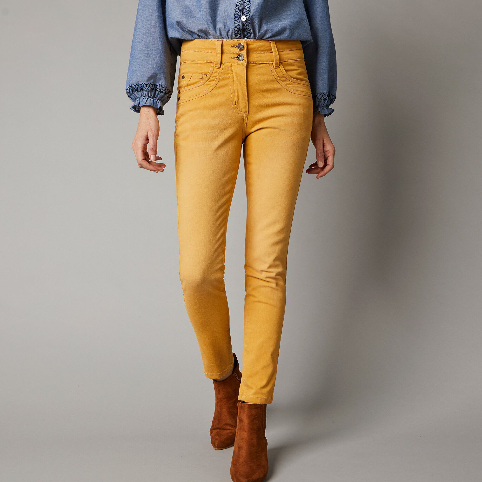 Jean 7/8ème fuselé couleur stretch