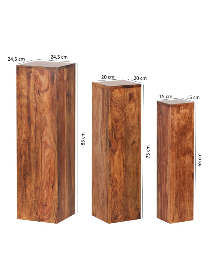 KADIMA DESIGN Beistelltisch 3er Set Massivholz Satztisch Quadratisch in Massivholz günstig kaufen onesize