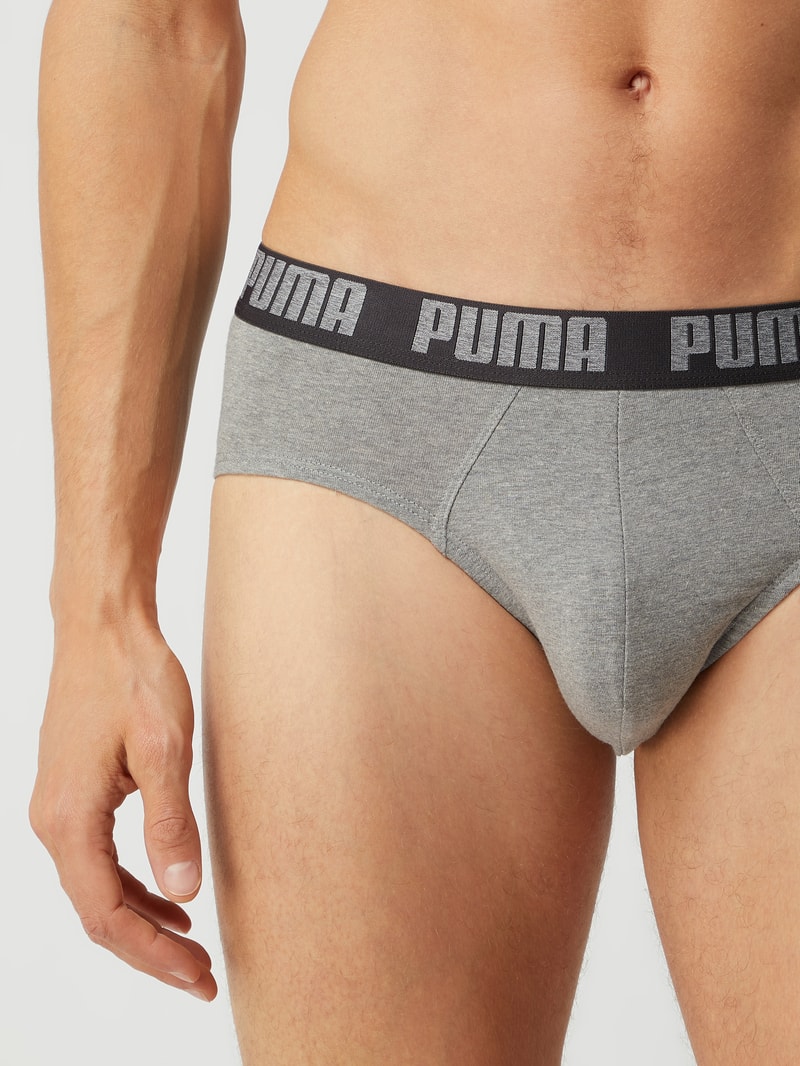 Slip mit Stretch-Anteil im 2er-Pack in dunkelgrau meliert