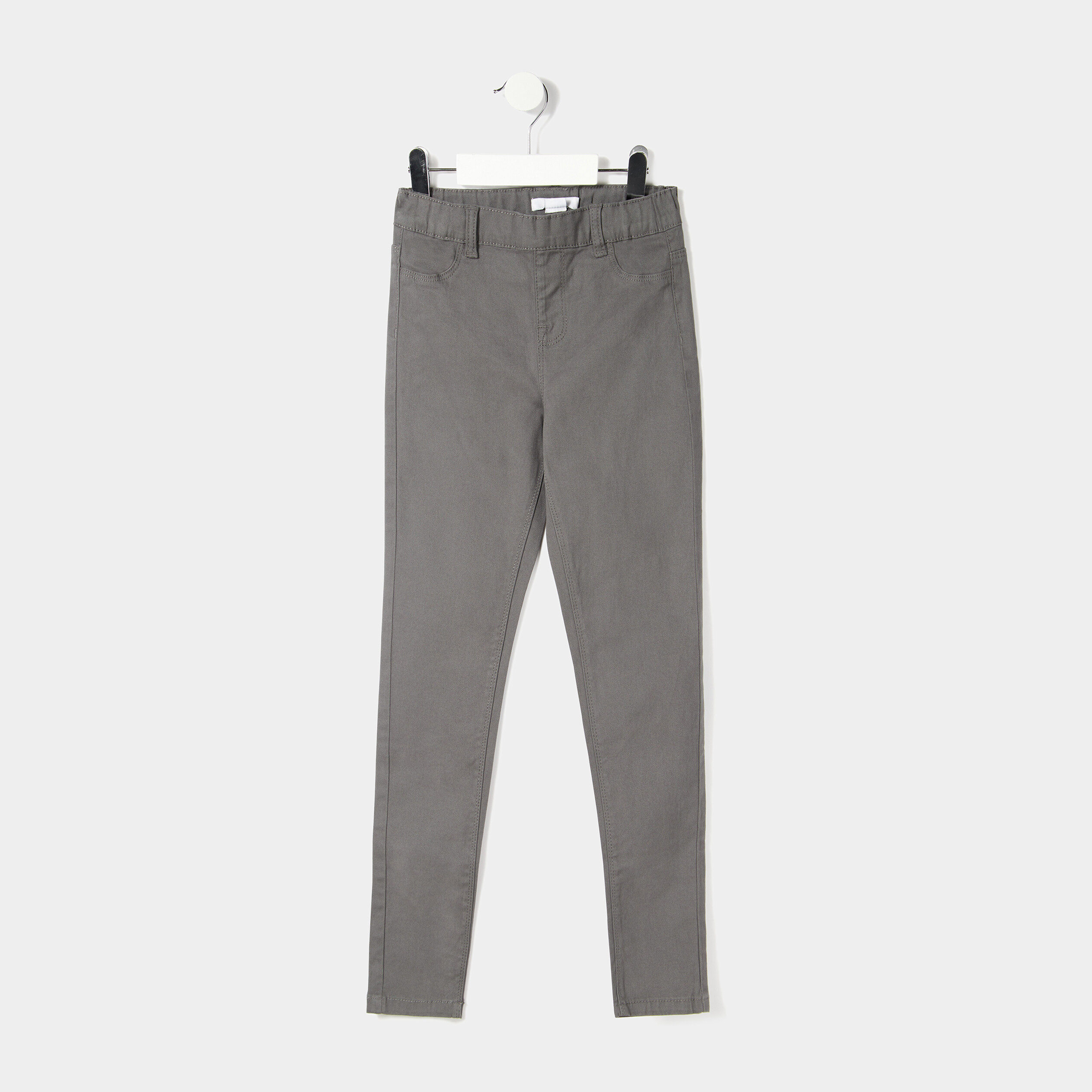 Pantalon tregging ajustable en coton gris foncé fille | La Halle