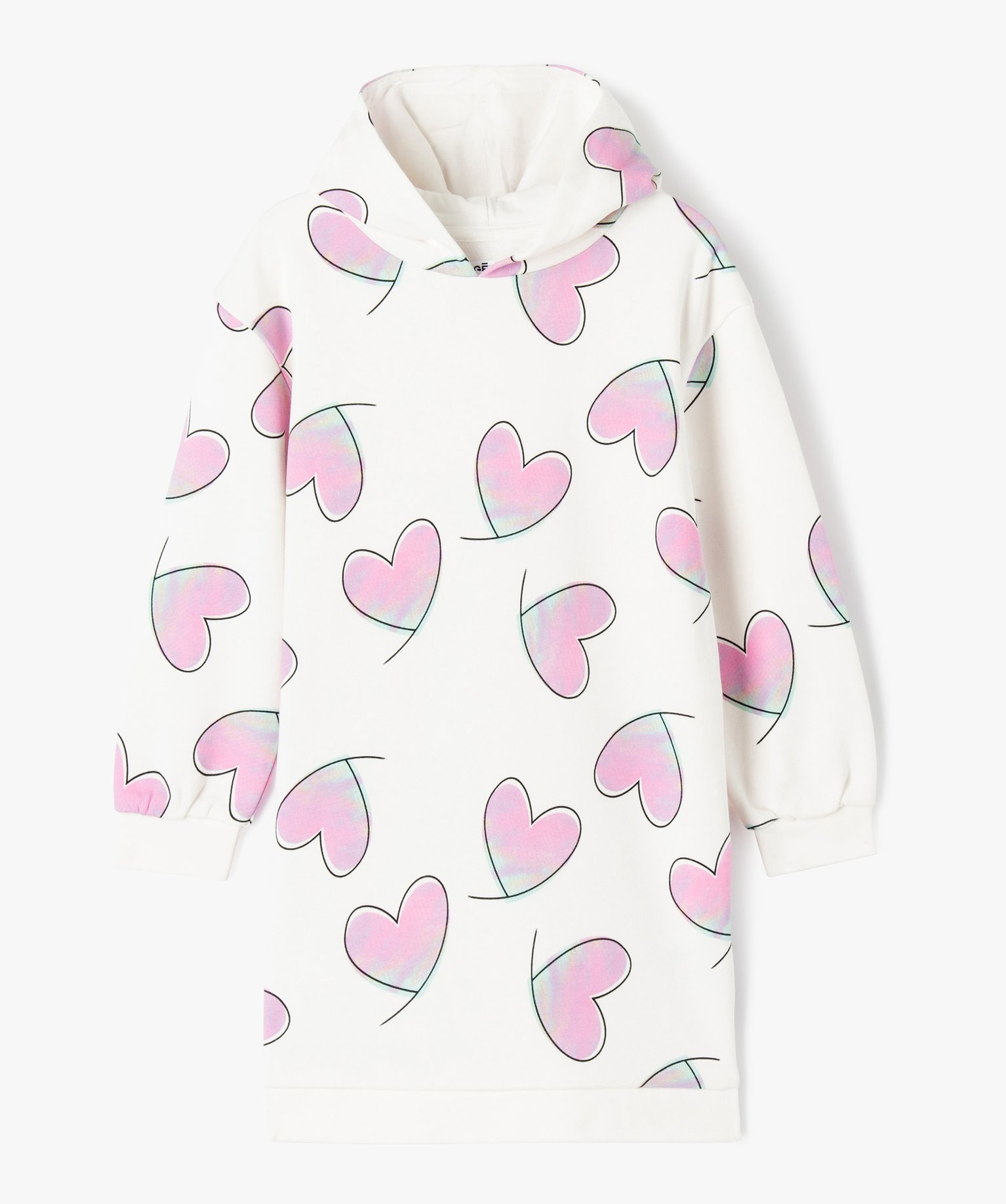 Robe sweat molletonnée à capuche fille ecru | GEMO