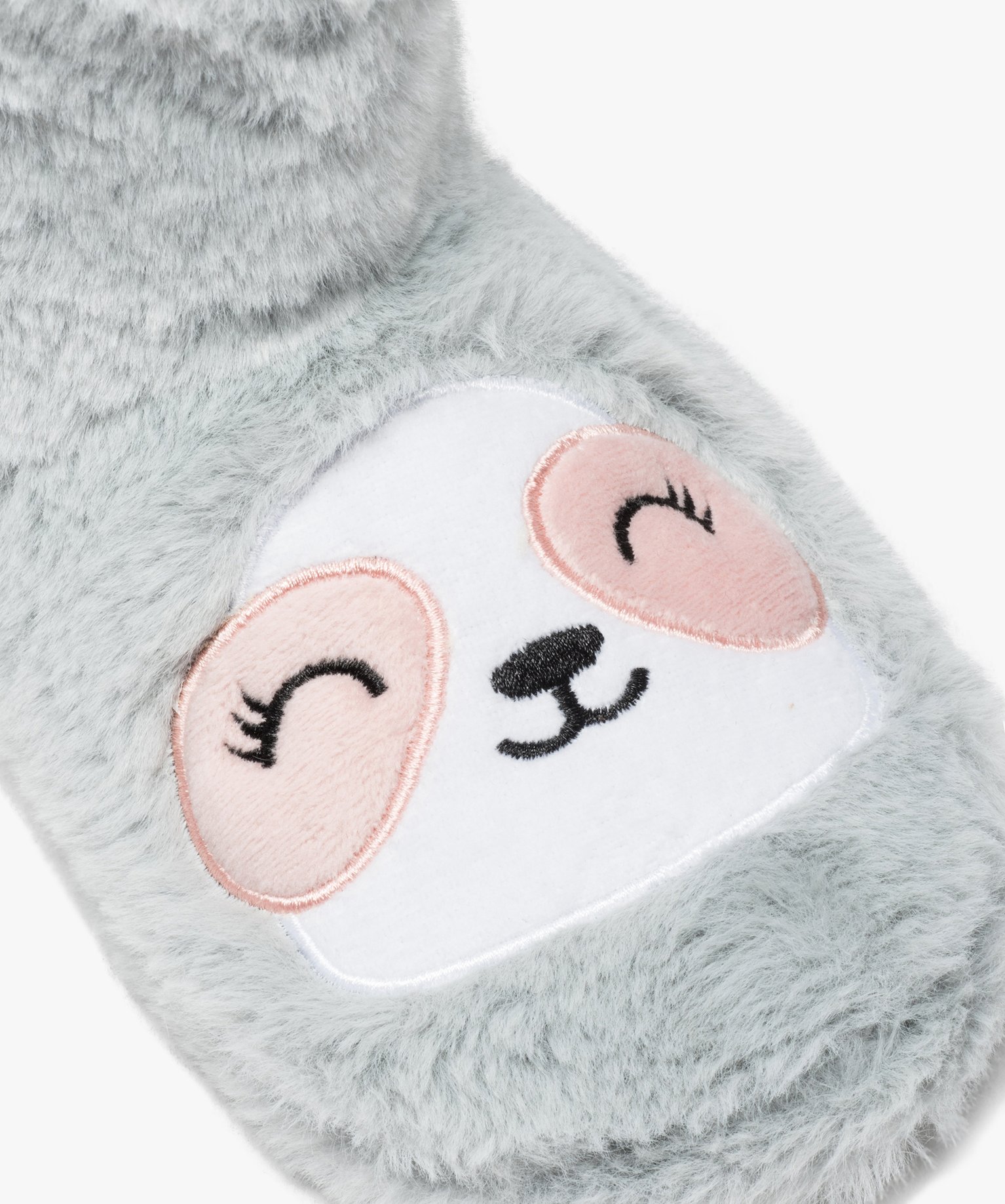 Chaussons fille boots brodés bébé phoque gris | GEMO