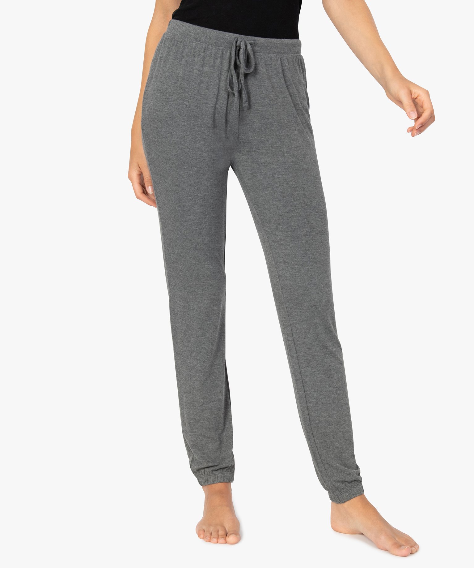 Pantalon de pyjama femme en maille fine avec bas resserré gris fonce | GEMO