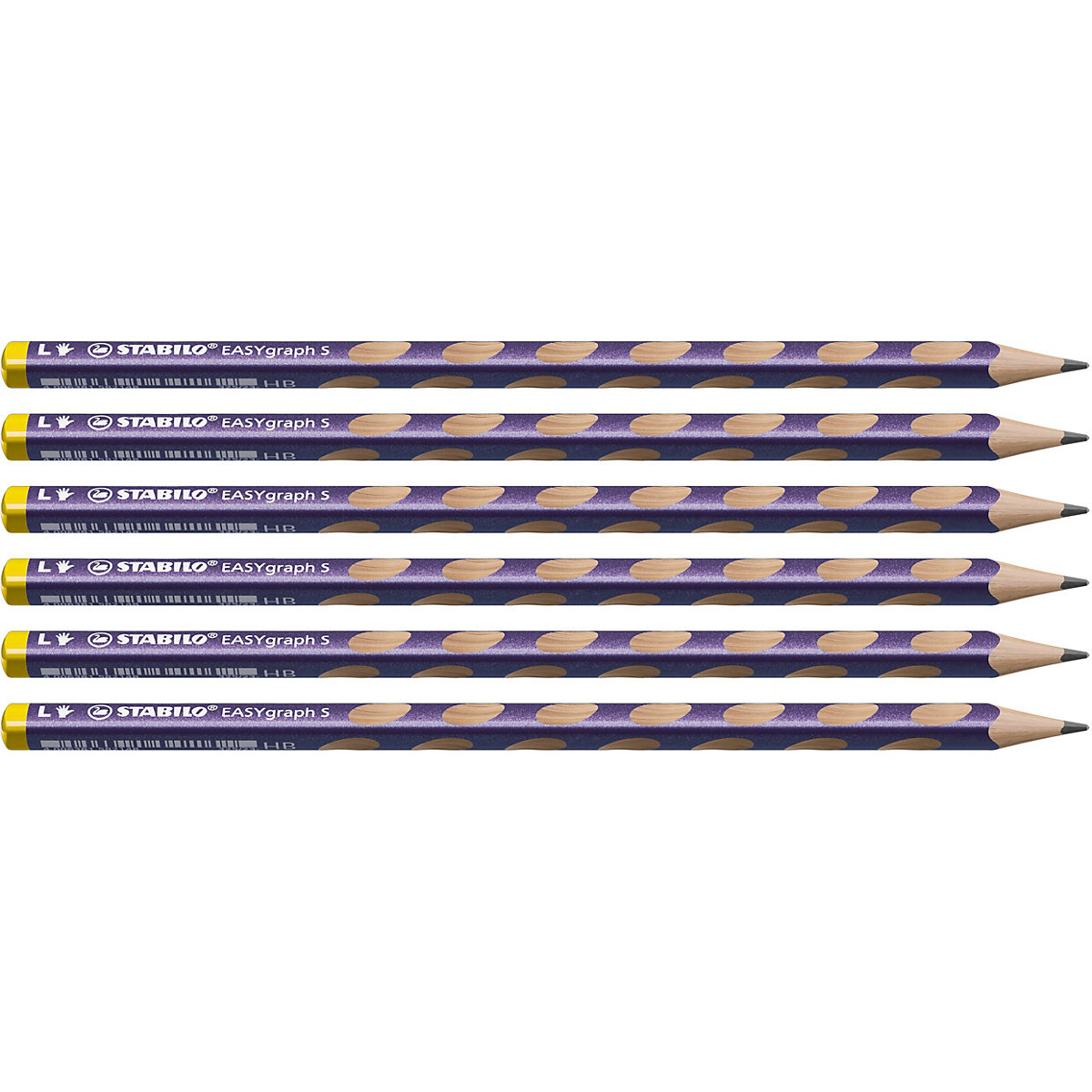 Dreikant-Bleistift EASYgraph S Metallic Edition HB metallicviolett Linkshänder, 6 Stück