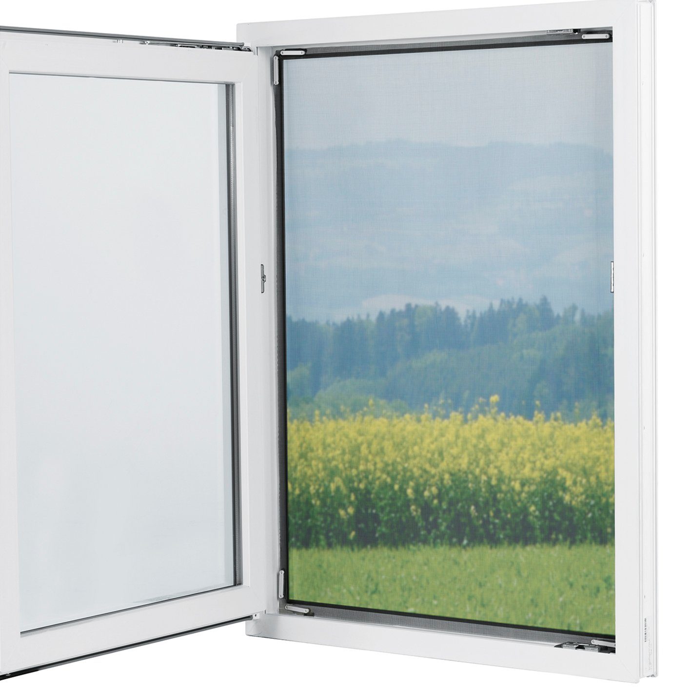 Insektenschutzplissee Fenster Fliegengitter Insektenschutz schwarz, EASYmaxx, Magneten, Moskitonetz mit Magnetverschluss 150x130 cm