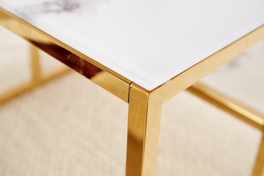 riess-ambiente Couchtisch BOUTIQUE 90cm weiß / gold (Einzelartikel, 1-St), Wohnzimmer · Kristallglas · Metall · eckig · Marmor-Dekor · Barock