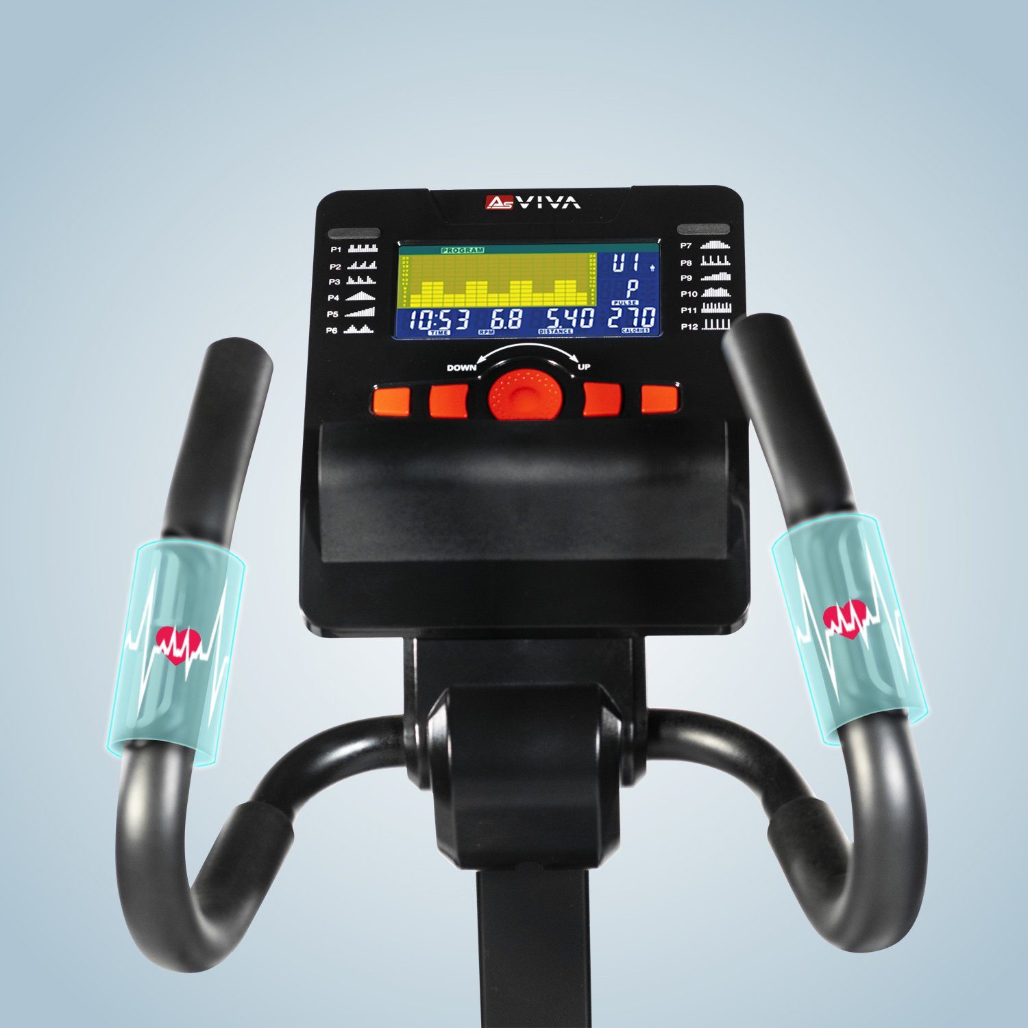 AsVIVA Ellipsentrainer-Ergometer AsVIVA E4 Pro Bluetooth, LED Display mit Tablet- bzw. Smartphonehalterung, App kompatibel