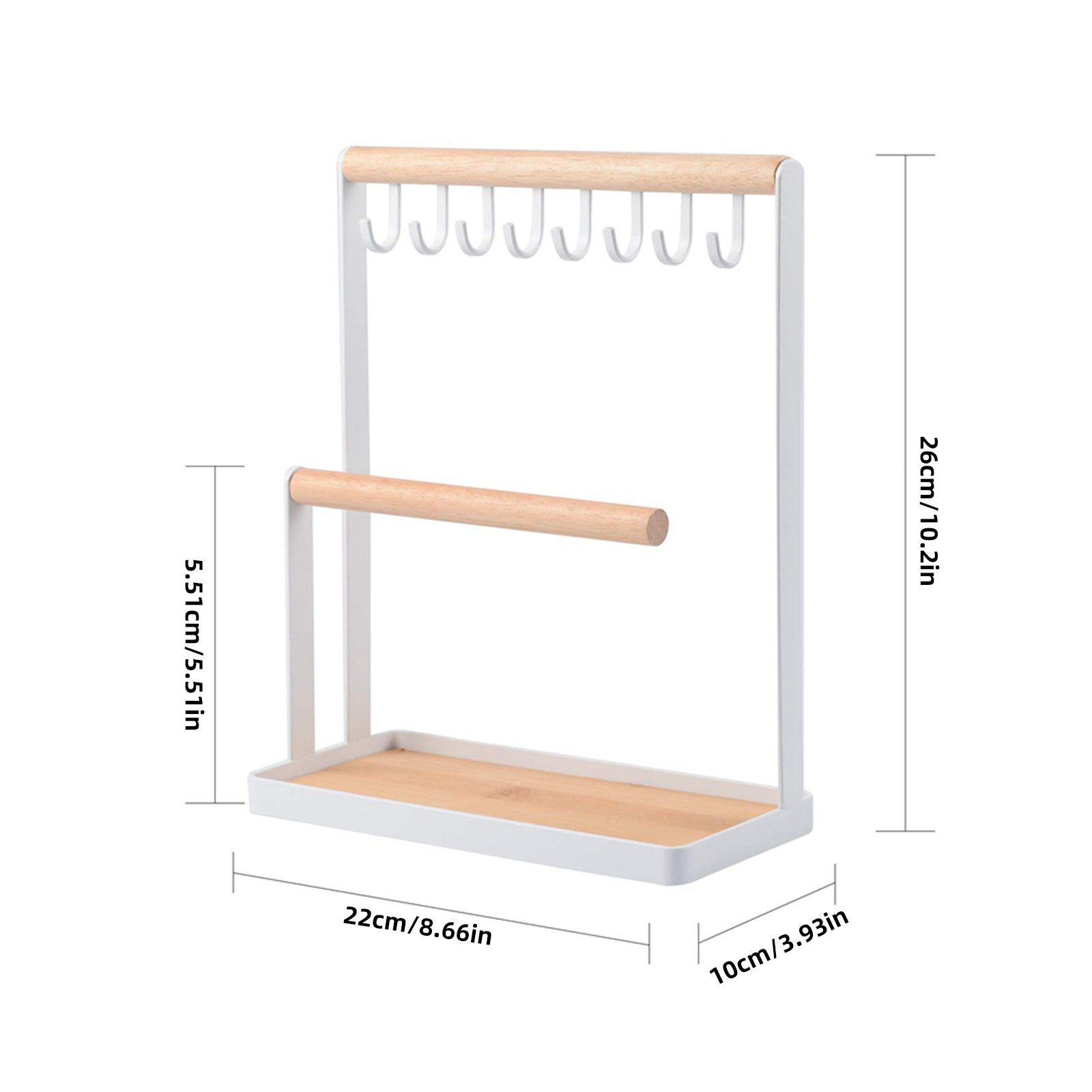 TWSOUL Schmuckständer Schmuckhalter mit Holztablett und Haken