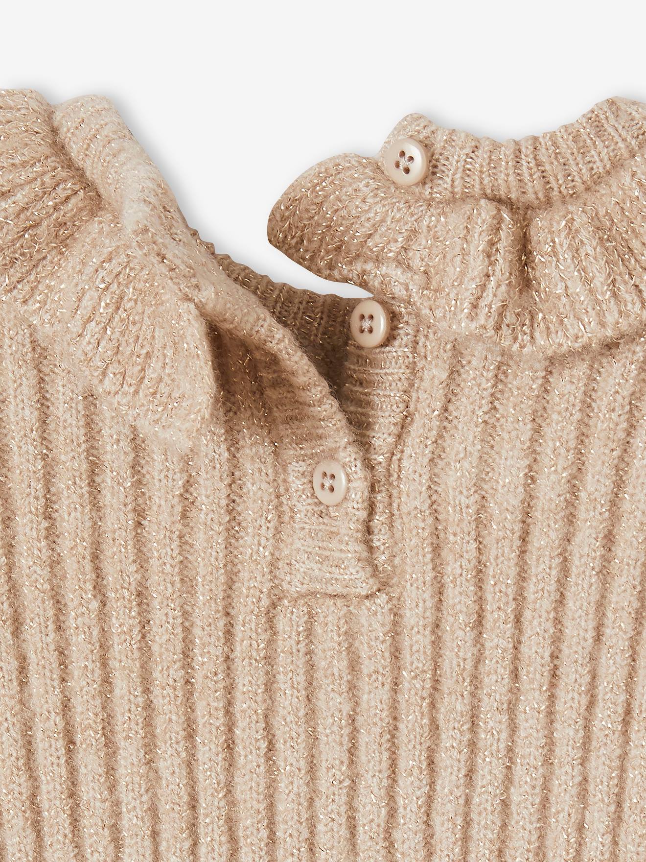 Pull collerette bébé beige chiné