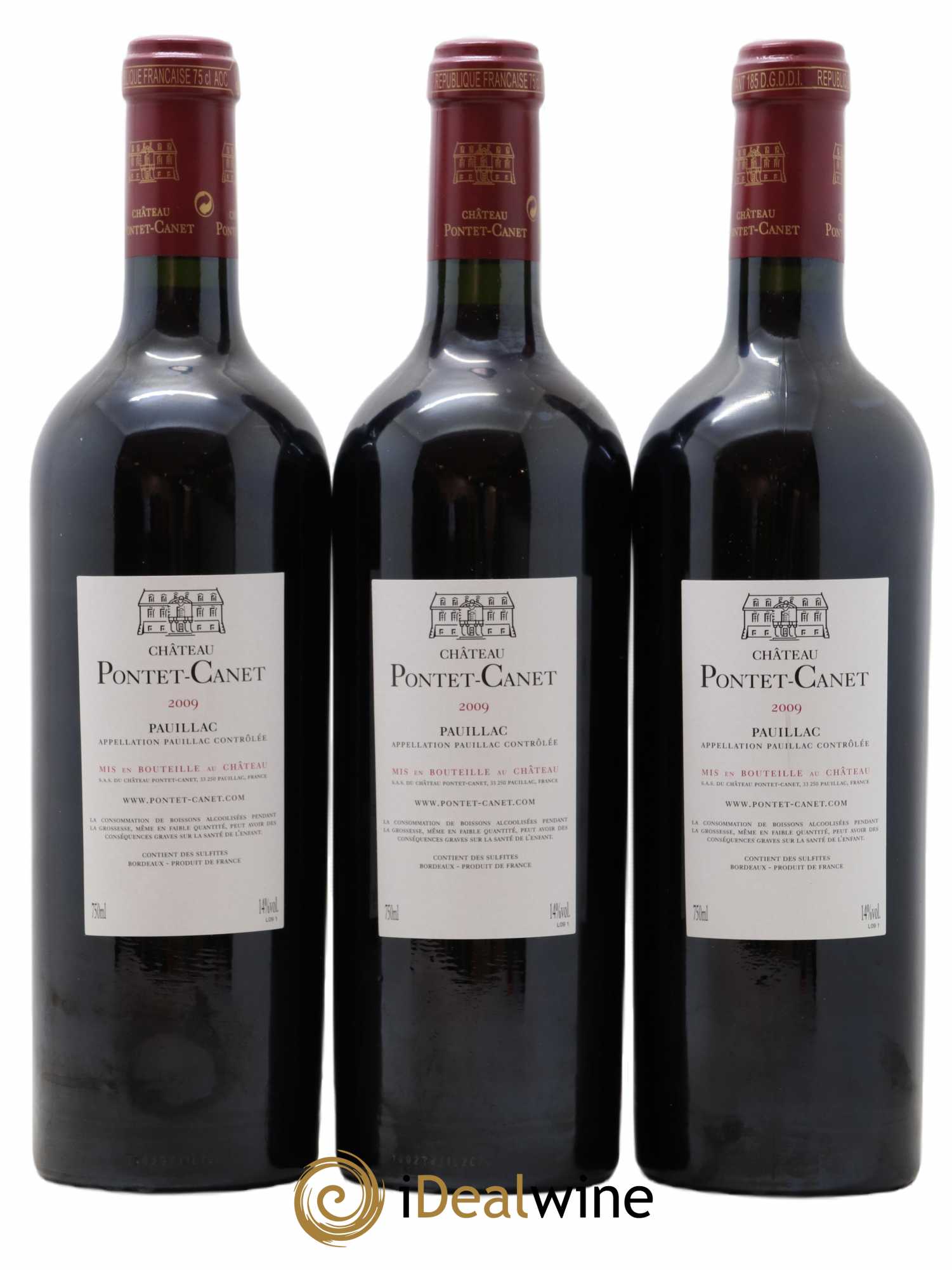 Château Pontet Canet 5ème Grand Cru Classé  2009 - Lot de 3 Bouteilles