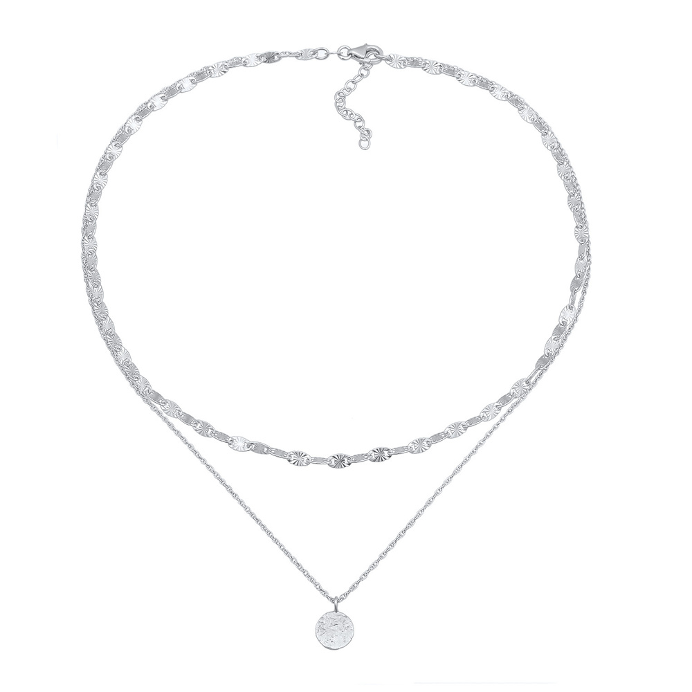 Elli Elli Collier Femmes Choker couches plaquettes Pendentif vintage en argent sterlin collier