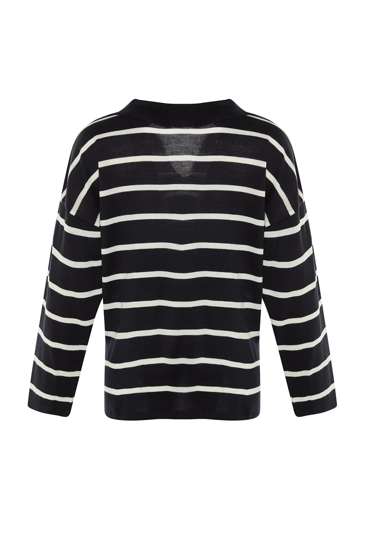 Trendyol Collection  Ecrufarbener, gestreifter Strickpullover mit super weiter Passform TWOAW23KZ01845