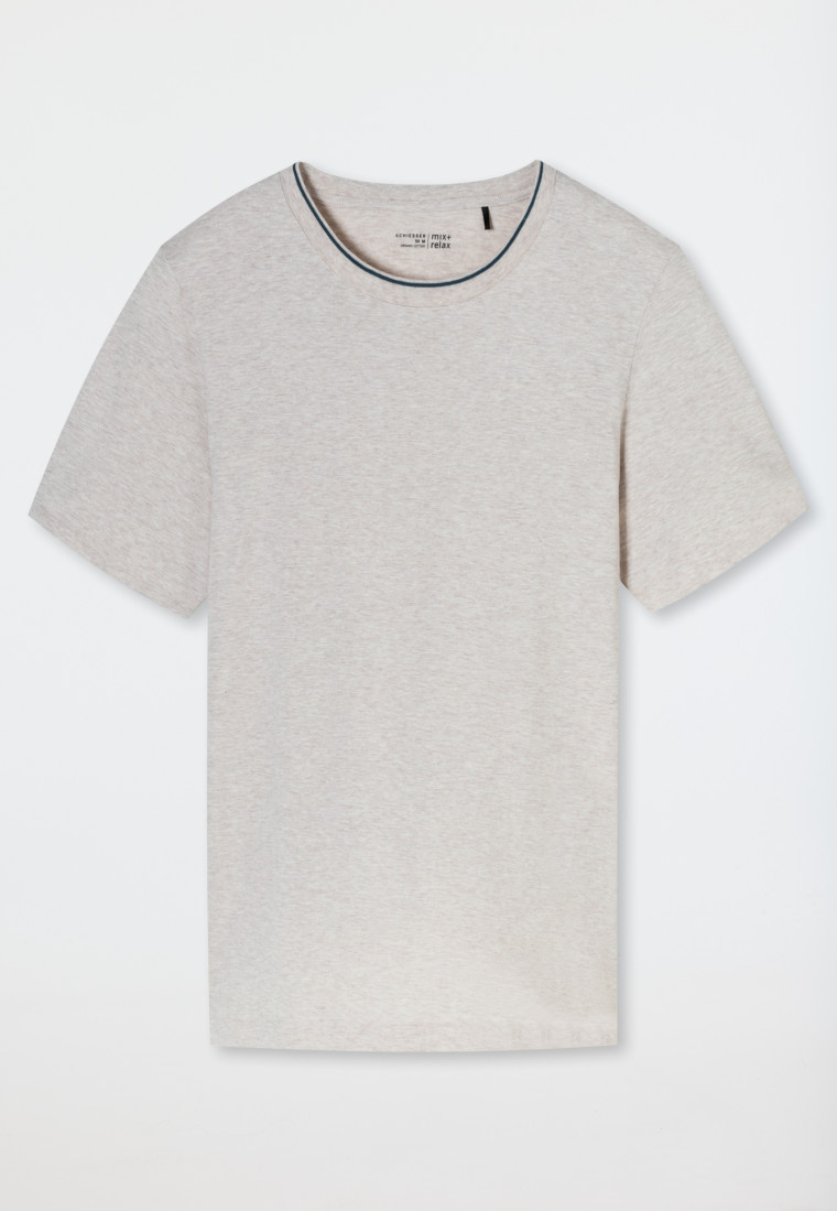 Shirt kurzarm Organic Cotton Streifen beige-meliert - Mix+Relax