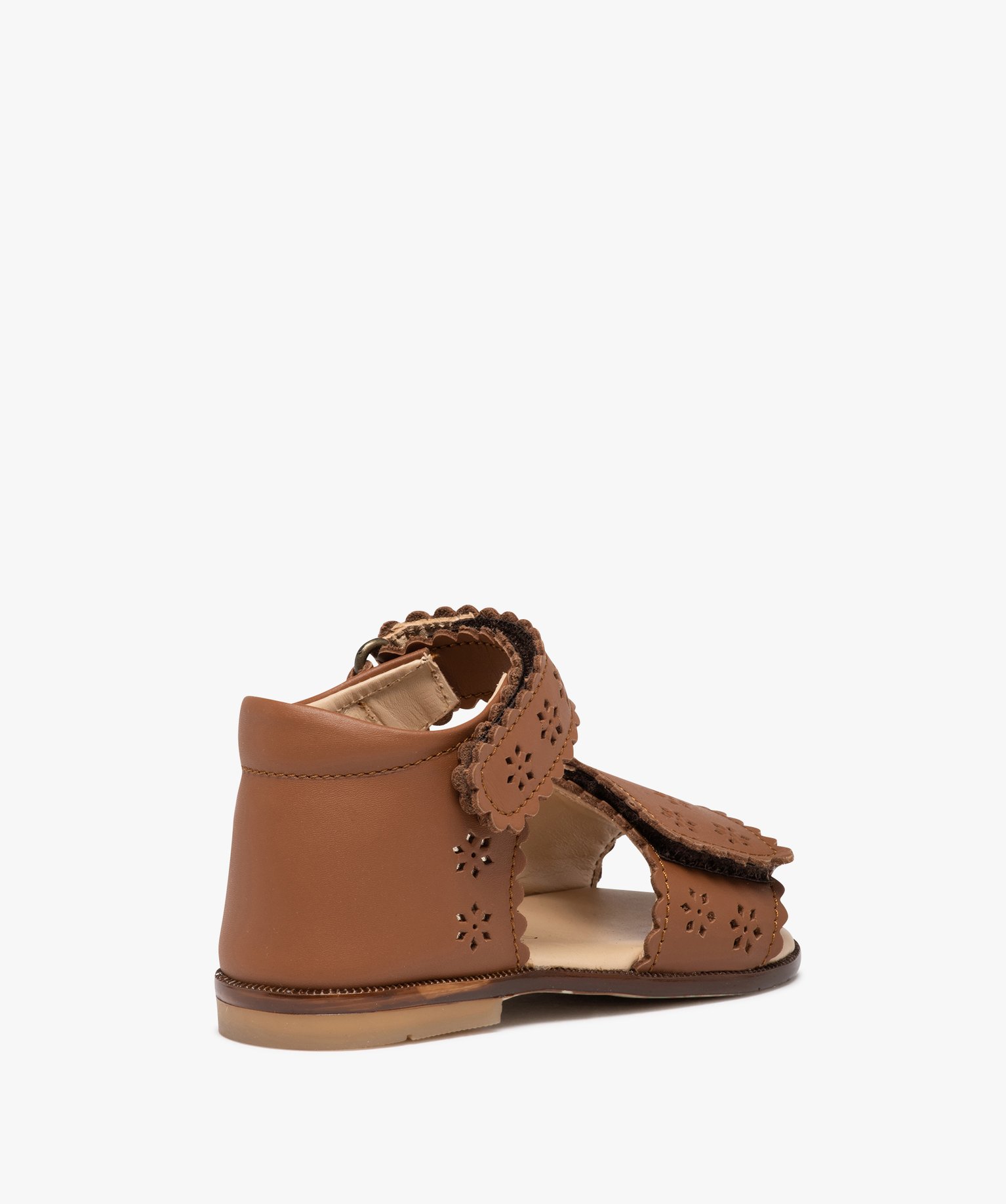 Sandales bébé fille en cuir à brides scratch ajourées – NA!
