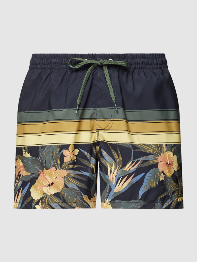 Badehose mit Allover-Muster Modell 'SPORT' in schwarz