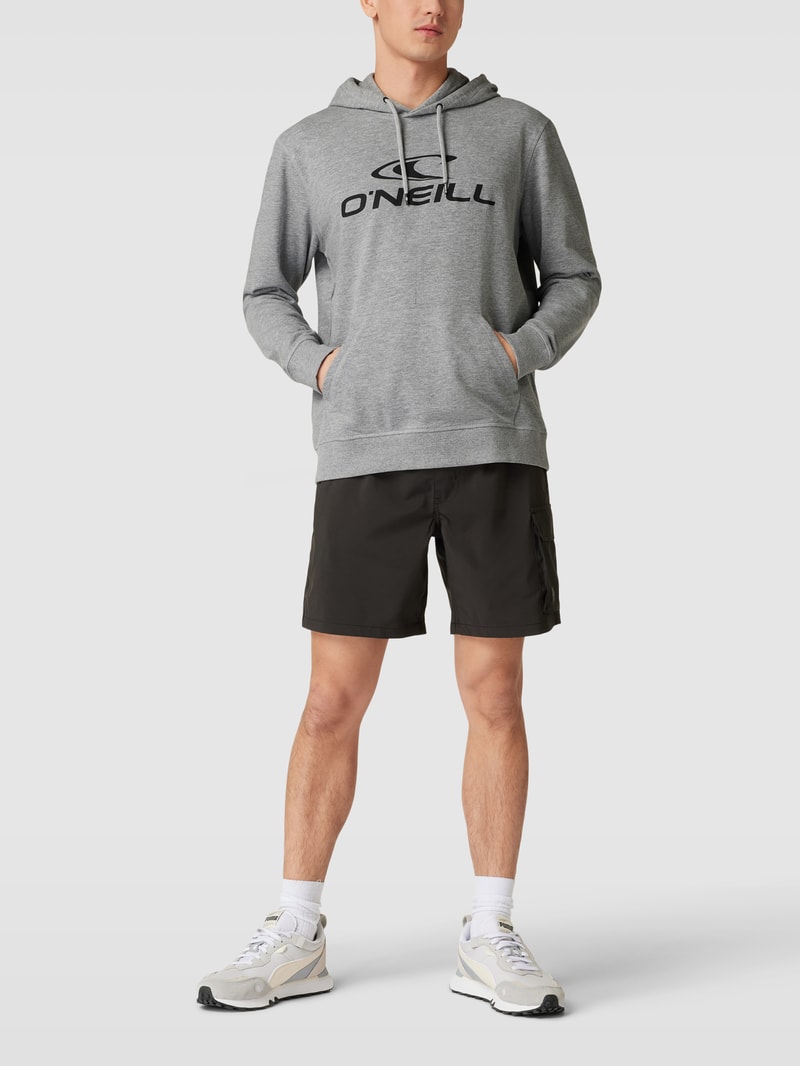 Hoodie mit Logo-Print in mittelgrau meliert
