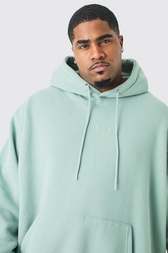 Plus Man Roman Oversize Hoodie mit Acid-Waschung