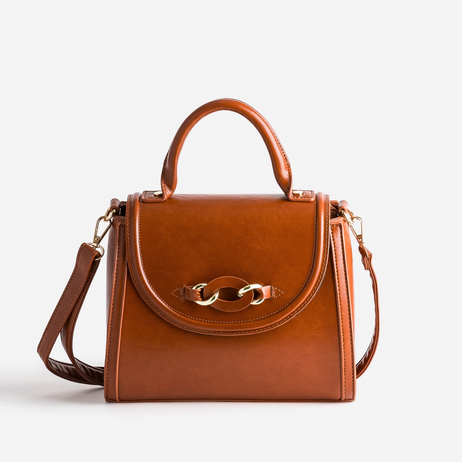 Sac à main cognac avec anneaux
