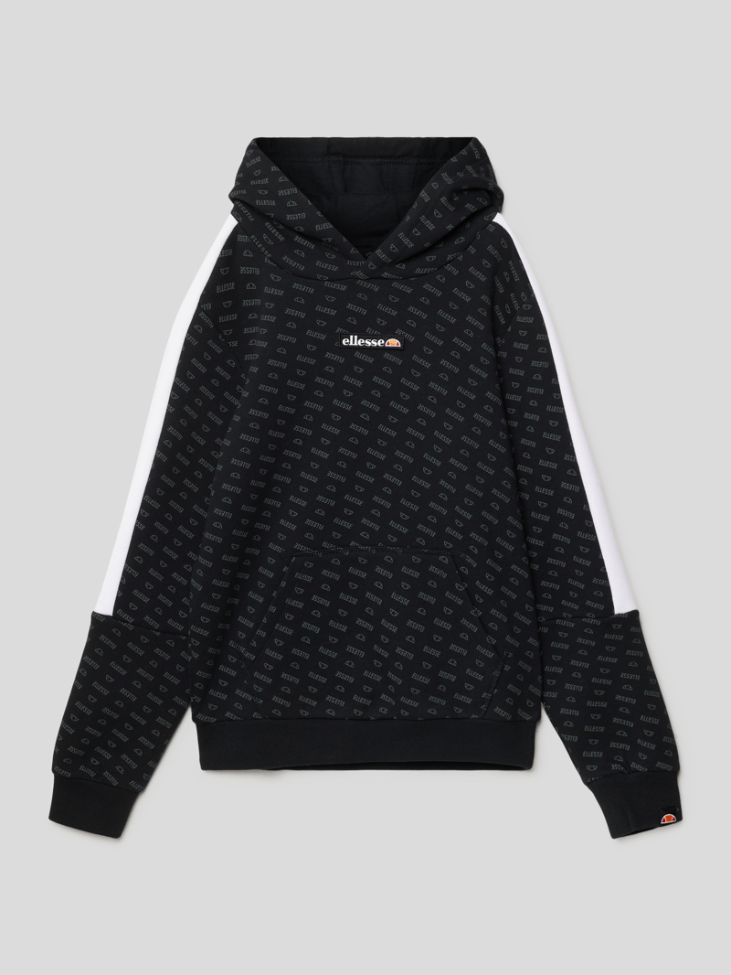 Hoodie mit Allover-Logo Modell 'Seri' in schwarz
