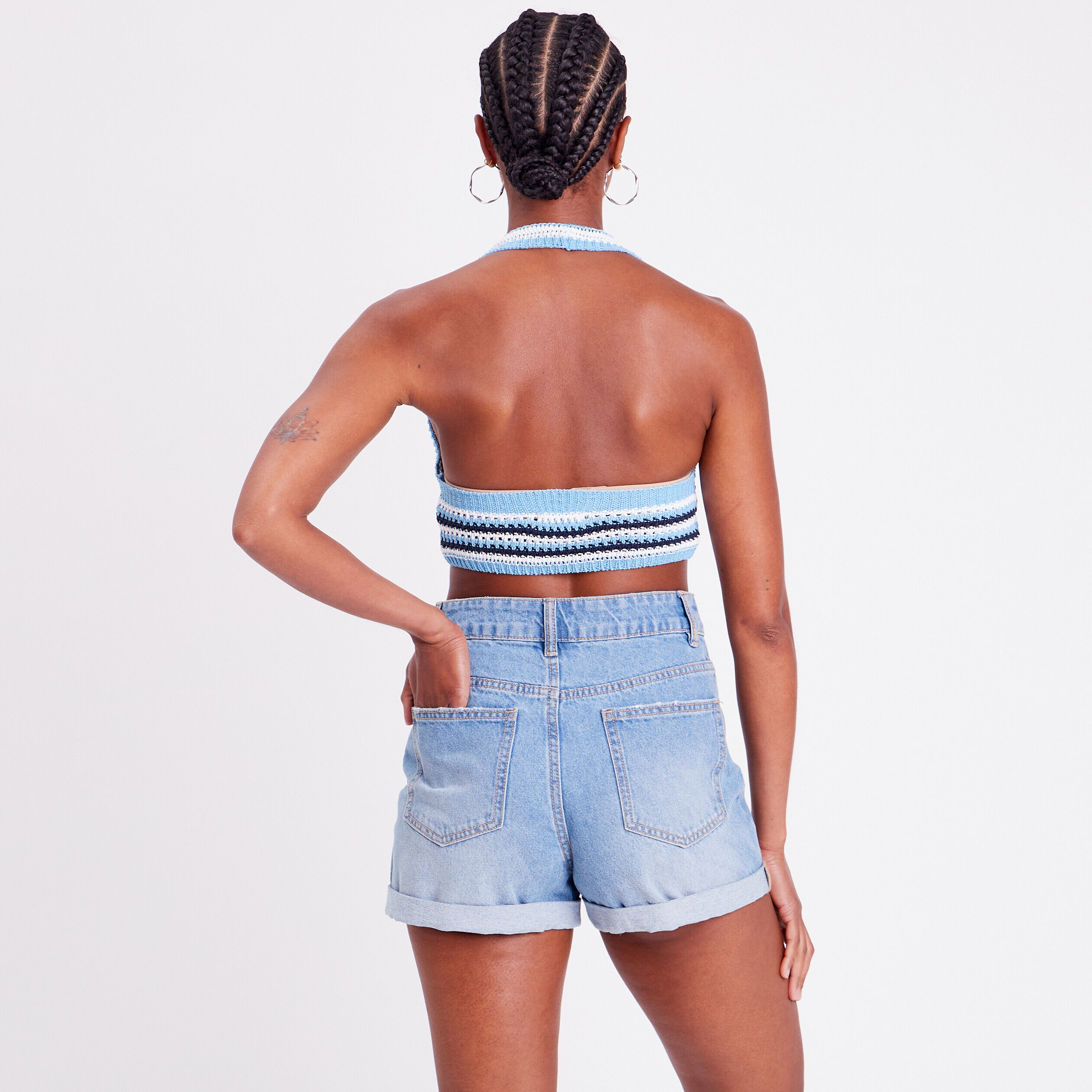 Crop top en crochet bleu femme | Cache Cache