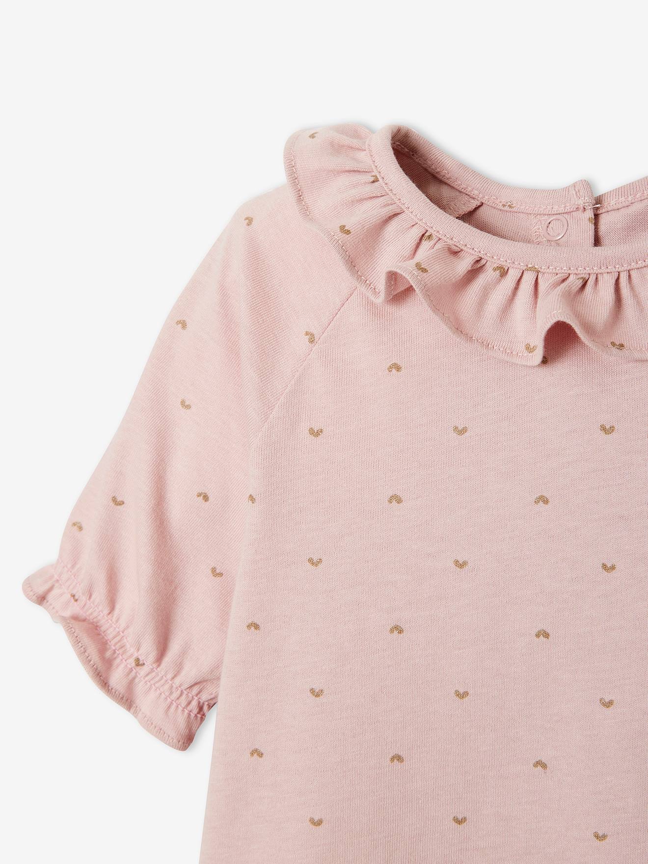Vertbaudet Baby T-Shirt mit Kragen - rosa bedruckt