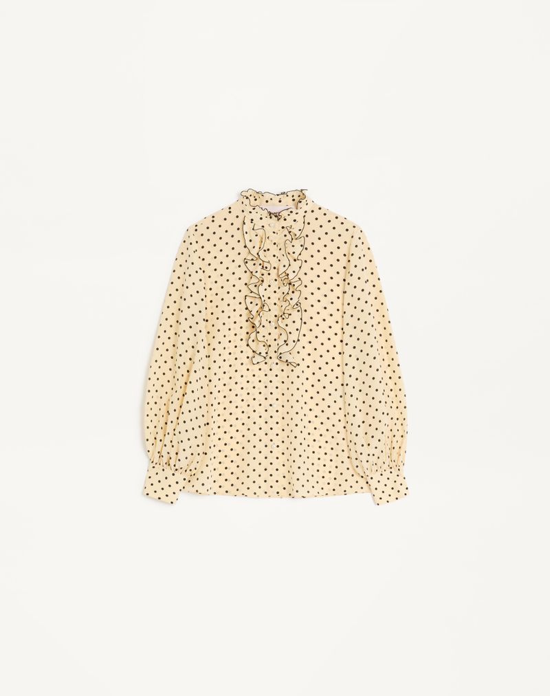 Plus-de-pois Print Crepe De Chine skjorte