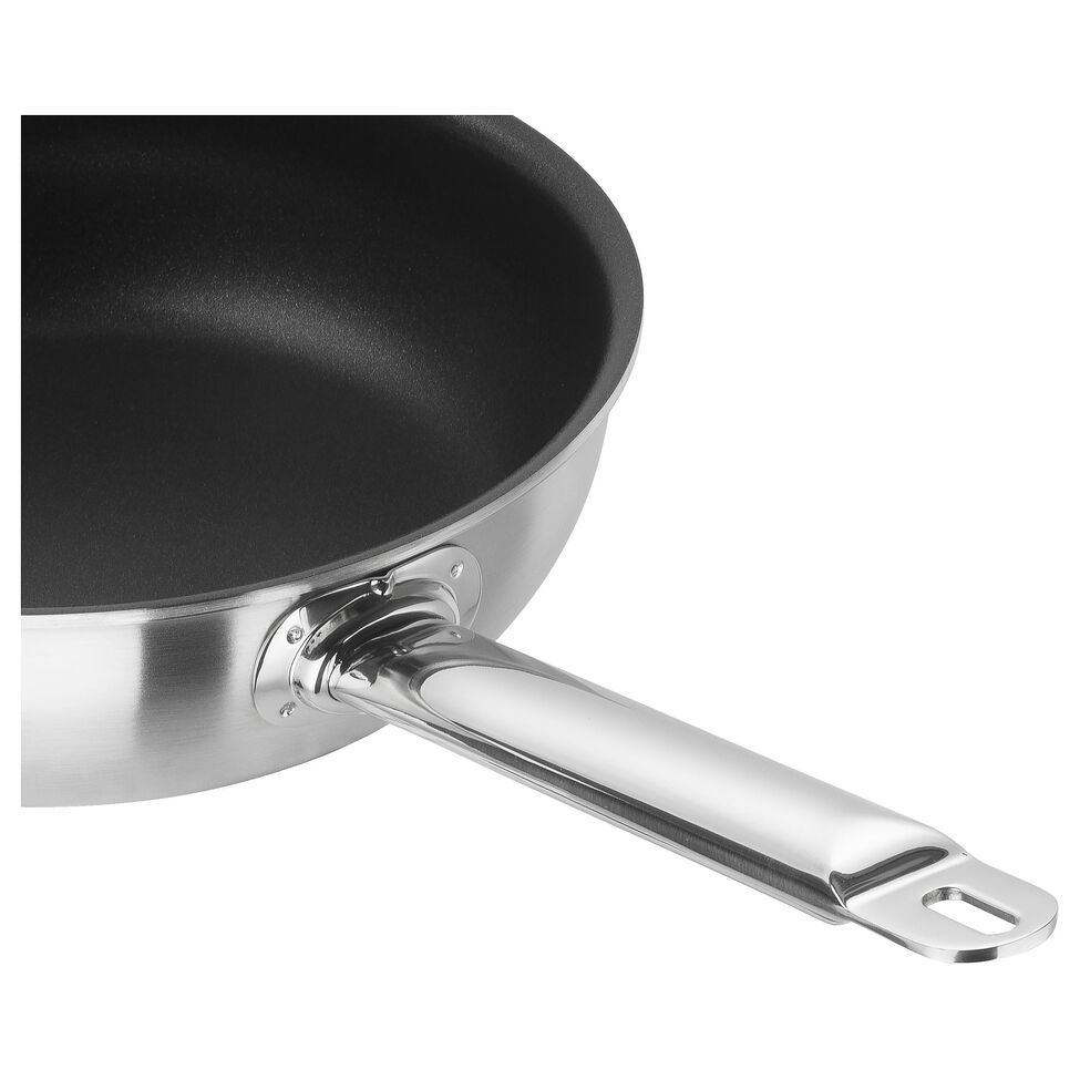 Bratpfanne 24 cm, 18/10 Edelstahl, Silber-Schwarz