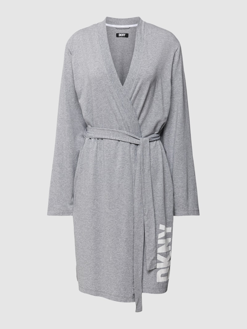 Bademantel mit Label-Print in mittelgrau