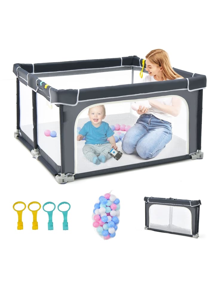 COSTWAY Laufgitter 124 x 124cm in Anthrazit günstig kaufen onesize