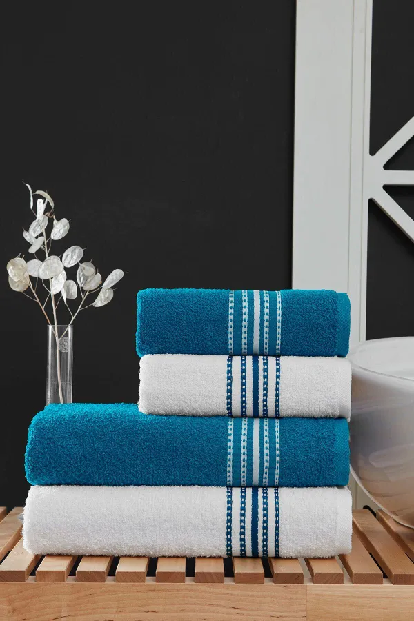 MODALİN  50 x 90 + 70 x 140 cm Elvin 4-teiliges Badetuch-Set