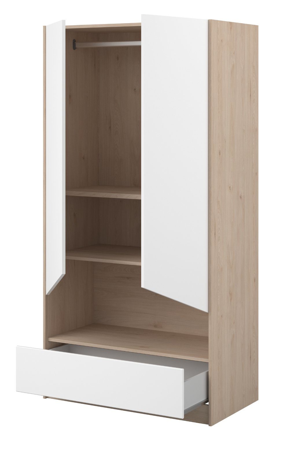 Parisot Jugendzimmer-Set Shelter, (Kinderzimmer Komplett-Set 6-teilig, weiß und Eiche), mit viel Stauraum