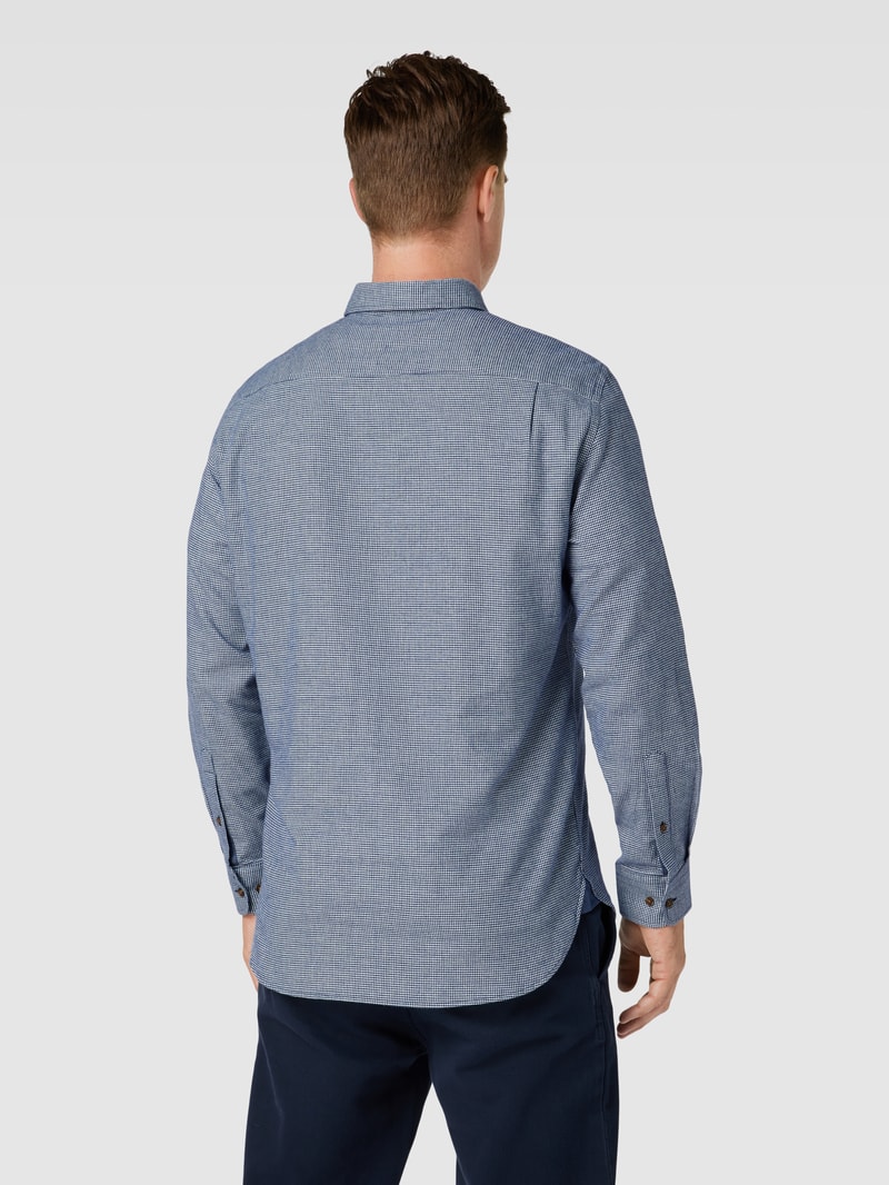 Flanellhemd mit Button-Down-Kragen in marineblau