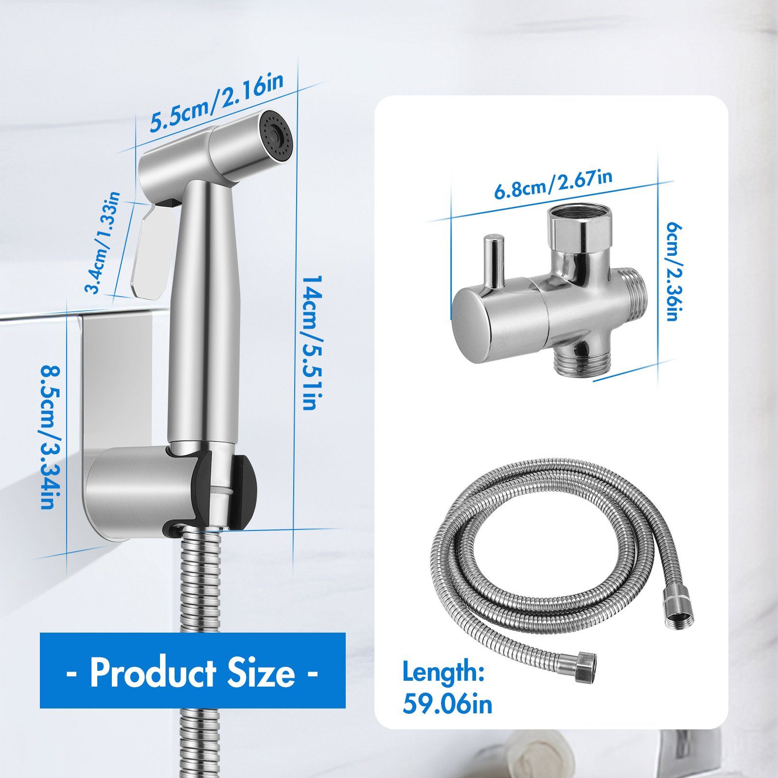 BlingBin Bidetarmatur Bidet Edelstahl Handbrause handgehaltenes Bidet-Toilettensprühgerät (1 Set, 1-St) Bidet Set mit Handbrause